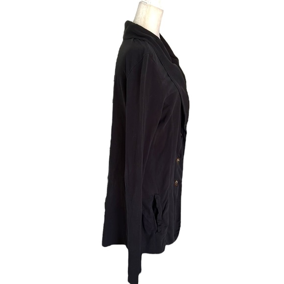 Lilla P Black Knit Ruffle Button Front Collar Jacket Cardigan Blazer - S - Picture 4 of 11